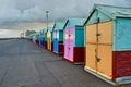 Colourful Beach Huts in Brighton at dusk